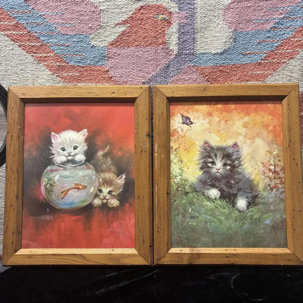 Vtg Florence Kroger Kitten litho print set